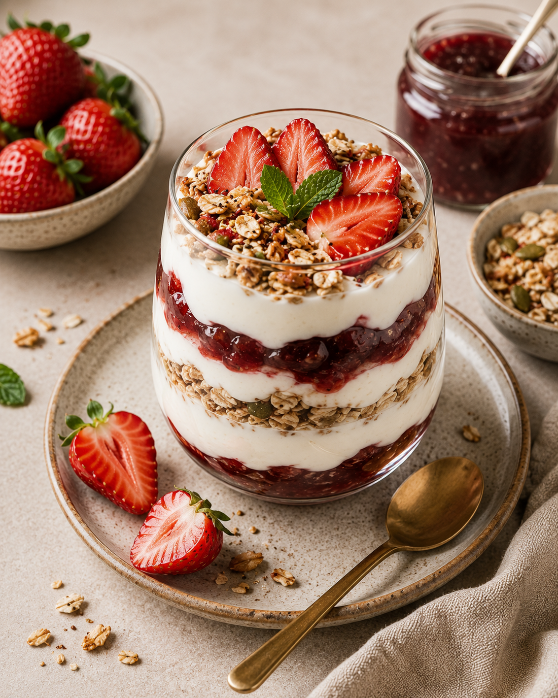Strawberry Jam Yogurt Parfait