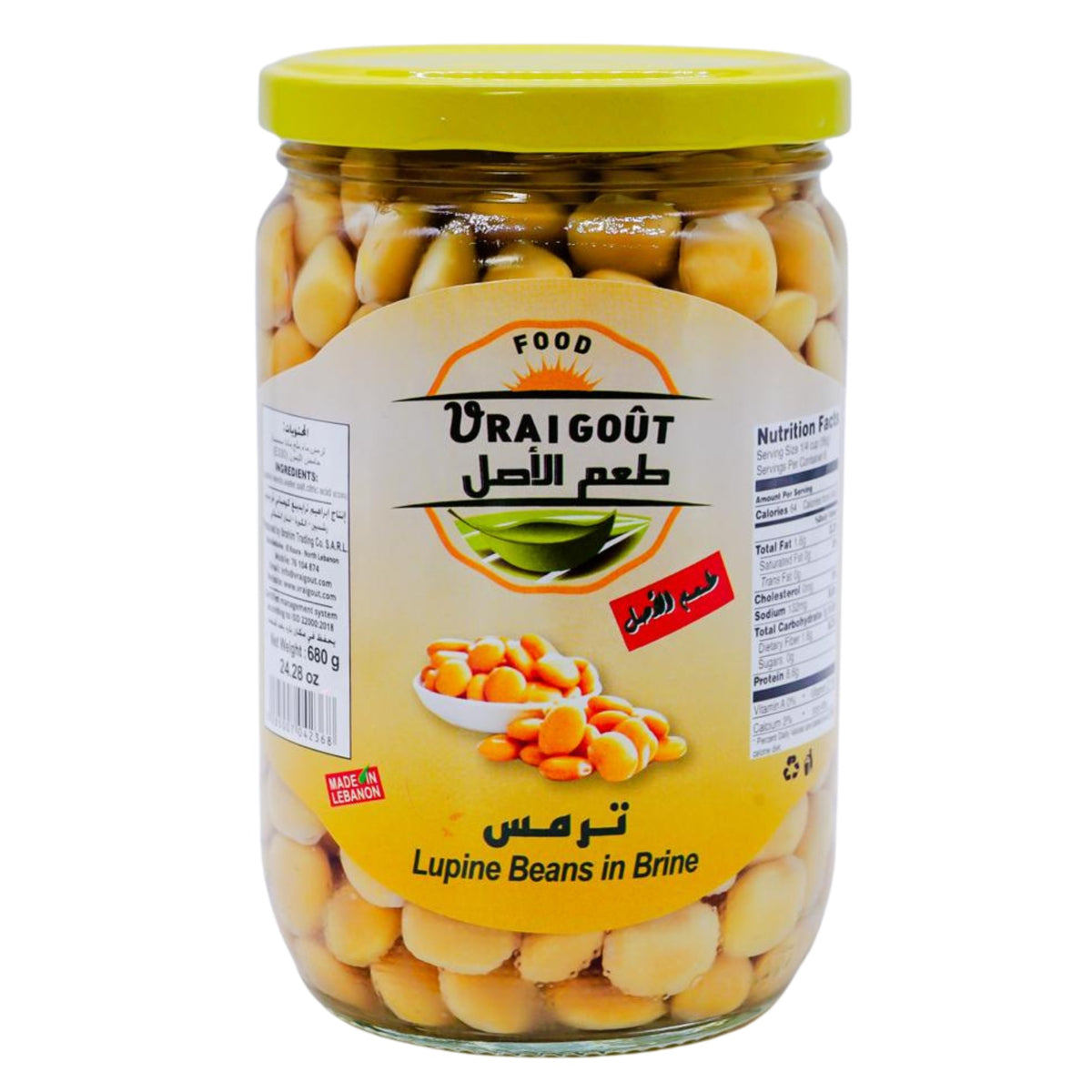 Vrai Goût Lupine Beans in Brine Premium Mediterranean Snack